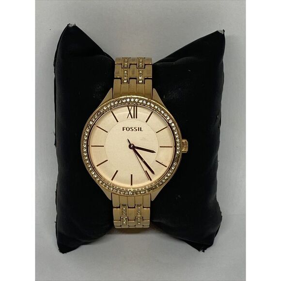 Fossil BQ3116 Women Gold Stainless Steel Analog Rose Gold Dial Wrist Watch JK817 - Picture 1 of 12